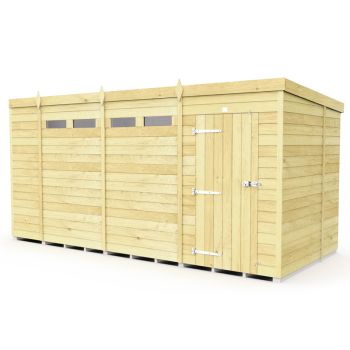 14 x 7 Feet Pent Security Shed - Single Door - Wood - L214 x W417 x H201 cm