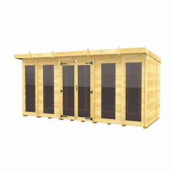 14ft x 8ft Pent Summer House (Full Height Window) - Wood - L231 x W417 x H201 cm