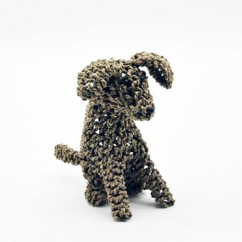 30cm Freestanding Sitting Dog - Seagrass - L30 x W24 x H30 cm