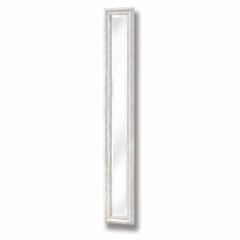 Antique Wood Frame Narrow Wall Mirror - Glass/Wood - L2 x W19 x H135 cm - White