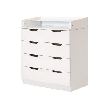 Baby 4 Drawer Unit 1580 With Changing Board/Storage - L47 x W80 x H92 cm - Assembly Required - White