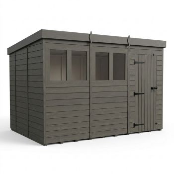 15ft x 10ft Composite Pent Garden Shed Single Door With Windows - Composite - L457 x W305 x H210 cm - Grey