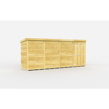 15 x 4 Feet Pent Shed - Double Door Without Windows - Wood - L118 x W454 x H201 cm