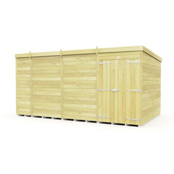 15 x 8 Feet Pent Shed - Double Door Without Windows - Wood - L231 x W454 x H201 cm
