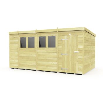 15 x 8 Feet Pent Shed - Single Door With Windows - Wood - L231 x W454 x H201 cm