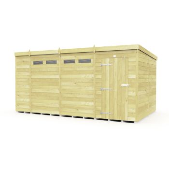 15 x 8 Feet Pent Security Shed - Single Door - Wood - L231 x W454 x H201 cm