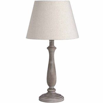Teos Table Lamp - Linen/Wood - L25 x W25 x H47 cm - Beige/Brown