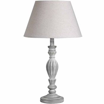 Aegina Table Lamp - Linen/Wood - L13 x W13 x H40 cm - Beige/Grey