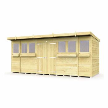 16 x 6 Feet Pent Summer Shed - Wood - L178 x W474 x H201 cm