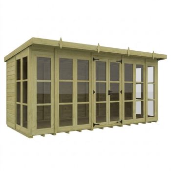 16ft x 7ft Georgian Pent Summer House - Pressure Treated Timber - L488 x W213 x H210 cm - Natural