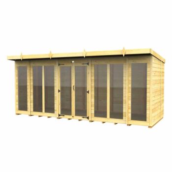 16ft x 7ft Pent Summer House (Full Height Window) - Wood - L214 x W474 x H201 cm