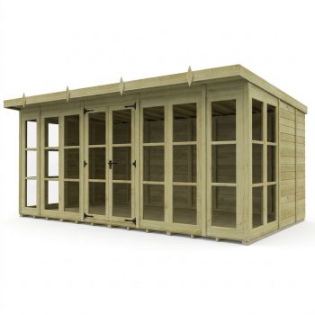 16ft x 9ft Georgian Pent Summer House - Pressure Treated Timber - L488 x W274 x H210 cm - Natural