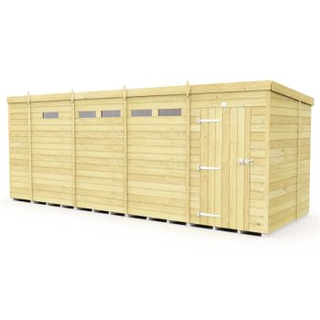 17 x 7 Feet Pent Security Shed - Single Door - Wood - L214 x W492 x H201 cm