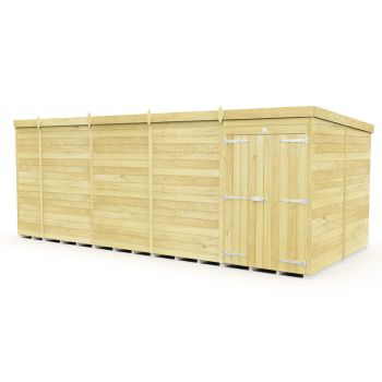 17 x 8 Feet Pent Shed - Double Door Without Windows - Wood - L231 x W492 x H201 cm