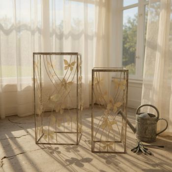 75/64cm Metal Tables (Set of 2) - L33 x W33 x H75 cm