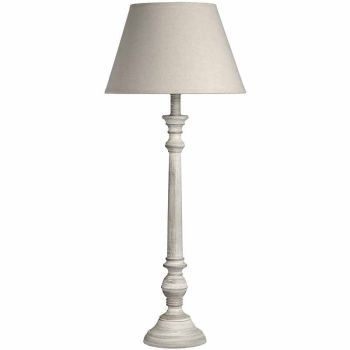 Leptis Magna Table Lamp - Linen/Wood - L30 x W30 x H72 cm - Cream