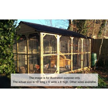 All Cooped Up Poultry/Pet run - 18 foot x 6ft x 6 foot Onduline apex roof -  1/2" x 1/2" 19 gauge, galvanised wire mesh