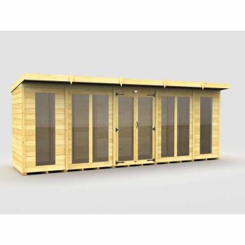 18ft x 4ft Pent Summer House (Full Height Window) - Wood - L118 x W533 x H201 cm