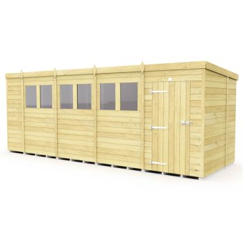 18 x 7 Feet Pent Shed - Single Door With Windows - Wood - L214 x W533 x H201 cm
