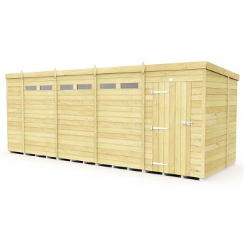 18 x 7 Feet Pent Security Shed - Single Door - Wood - L214 x W533 x H201 cm
