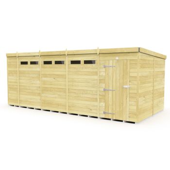 18 x 8 Feet Pent Security Shed - Single Door - Wood - L231 x W533 x H201 cm