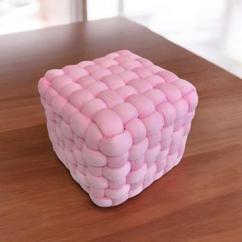 30cm Footstool - Fabric - L30 X W30 X H30 cm - Pink