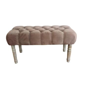 80cm Footstool - Fabric - L80 X W40 X H45 cm - Cream