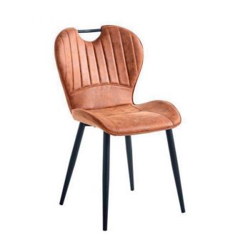 Chair Metal Legs - Faux Leather - L52 x W44 x H86 cm - Dark Brown