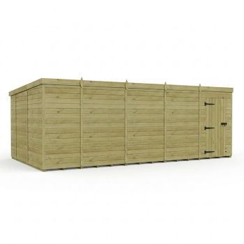 19ft x 10ft Pent Garden Shed Single Door No Windows - Pressure Treated Timber - L579 x W305 x H210 cm - Natural