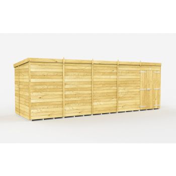 19 x 6 Feet Pent Shed - Double Door Without Windows - Wood - L178 x W560 x H201 cm