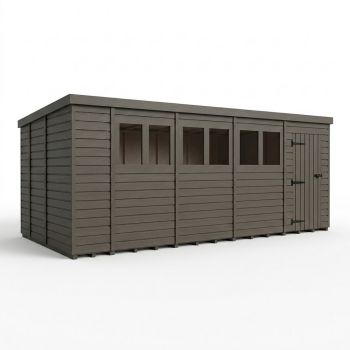 19ft x 9ft Composite Pent Garden Shed Single Door With Windows - Composite - L579 x W274 x H210 cm - Grey