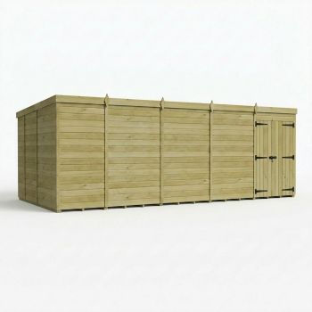 19ft x 9ft Pent Garden Shed Double Door No Windows - Pressure Treated Timber - L579 x W274 x H210 cm - Natural