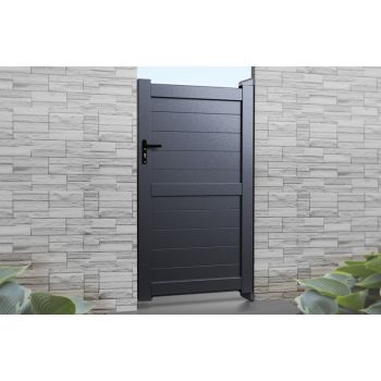 Pedestrian Gate 1200x1600mm Grey - Horizontal Solid Infill and Flat Top
