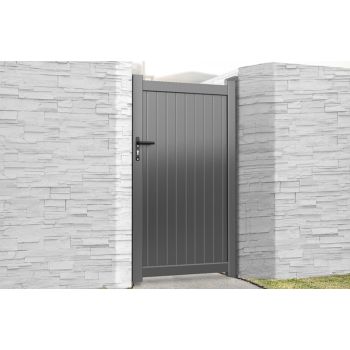Pedestrian Gate 1200x1600mm Grey - Vertical Solid Infill and Flat Top