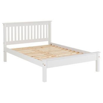 Monaco 4 Feet Bed Frame with Low Foot End - L204 x W102.5 x H132 cm - White