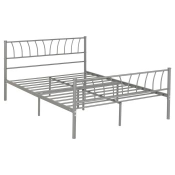 Harlow 4 Feet 6 Inches Bed Frame - L201 x W88.5 x H143 cm - Silver