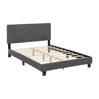 Arran 4 Feet 6 Inches Bed Frame - L204 x W146 x H97 cm - Grey Fabric