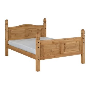Corona 5 Feet Bed High Foot End - L214.5 x W163 x H117 cm - Distressed Waxed Pine