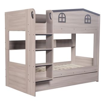 Hector Bunk Bed & Trundle Set - L113 x W169 x H198 cm - Ash Grey