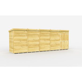 20 x 4 Feet Pent Shed - Double Door Without Windows - Wood - L118 x W589 x H201 cm
