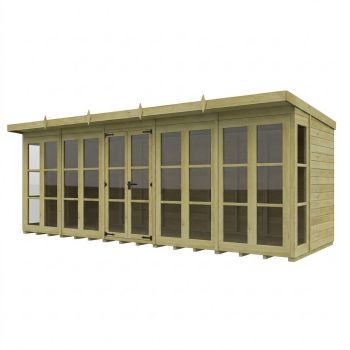 20ft x 6ft Georgian Pent Summer House - Pressure Treated Timber - L610 x W183 x H210 cm - Natural