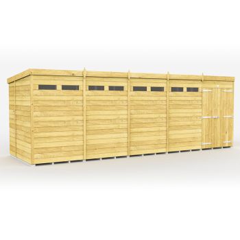 20 x 7 Feet Pent Security Shed - Double Door - Wood - L214 x W589 x H201 cm