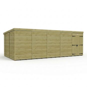 20ft x 9ft Pent Garden Shed Double Door No Windows - Pressure Treated Timber - L610 x W274 x H210 cm - Natural