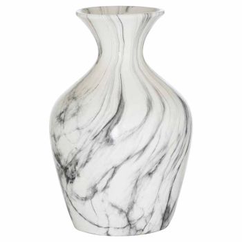 Marble Ellipse Large Vase - Ceramic - L23 x W23 x H36 cm - Grey/White