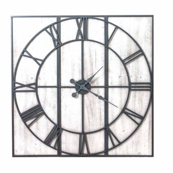 Roza Panelled Wall Clock - Metal/Wood - L5 x W112 x H112 cm - Silver
