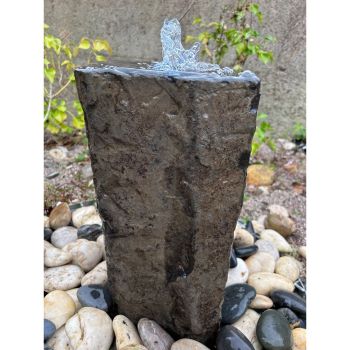 Basalt Fountain Water Feature with Pump, Light, Reservoir and Grid - Dia30mm, 20-30cm W x 70cm H