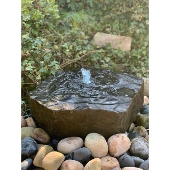 Babbling Ripple Top Basalt Fountain Water Feature with Pump, Light, Reservoir and Grid - 50-55cm x 10cm H