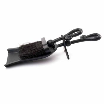 Crook Handled Hearth Tidy - Metal - L13 x W38 x H9 cm - Black