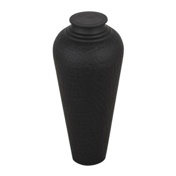 Hammered Vase with Lid - Metal - L20 x W20 x H41 cm - Black