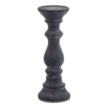 Amalfi Column Candle Holder - Ceramic - L11 x W11 x H30 cm - Grey